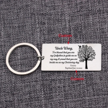 Stainless Steel Keychain Personalized Name Baptism Date Godfather Keychain for Uncle Bag Charm Jewelry Trinkets