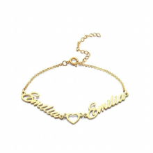 Personalized Name Bracelet 18K Plated Ankle Bracelets Stainless Steel Heart Bracelet Gift For Girl