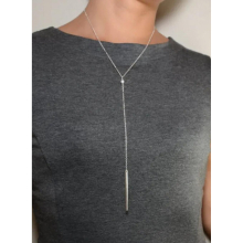 promotion 925 sterling silver polished long bar cz Y lariat necklace