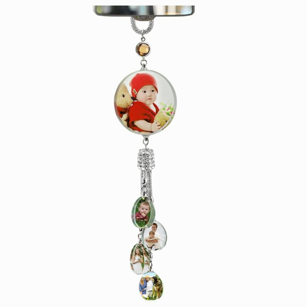 Customizable Photoscar Rearview Mirror Hanging Ornament Artificial Crystal Styling Automobile Pendant Car Hanging Ornaments Acce Multicoloured 885668908109