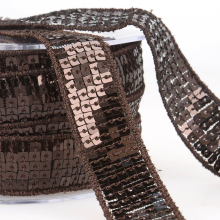 Stephanoise 10mm Sequin Trim Coffee Brown - per metre