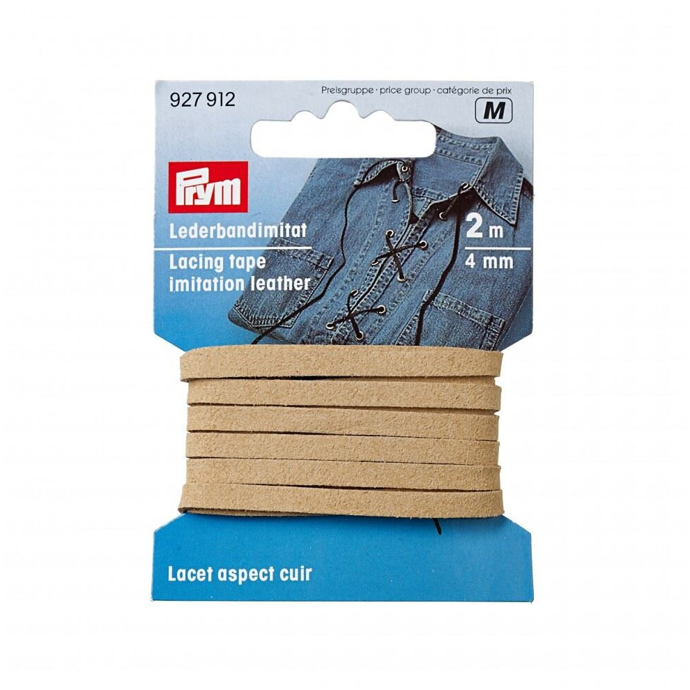 Prym 4mm Imitation Leather Lacing Tape Beige - each