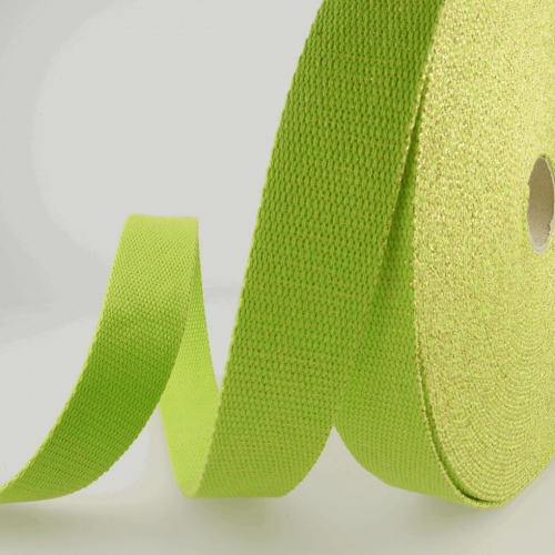 Stephanoise 30mm Metallic Sparkle Webbing Tape Lime - per metre