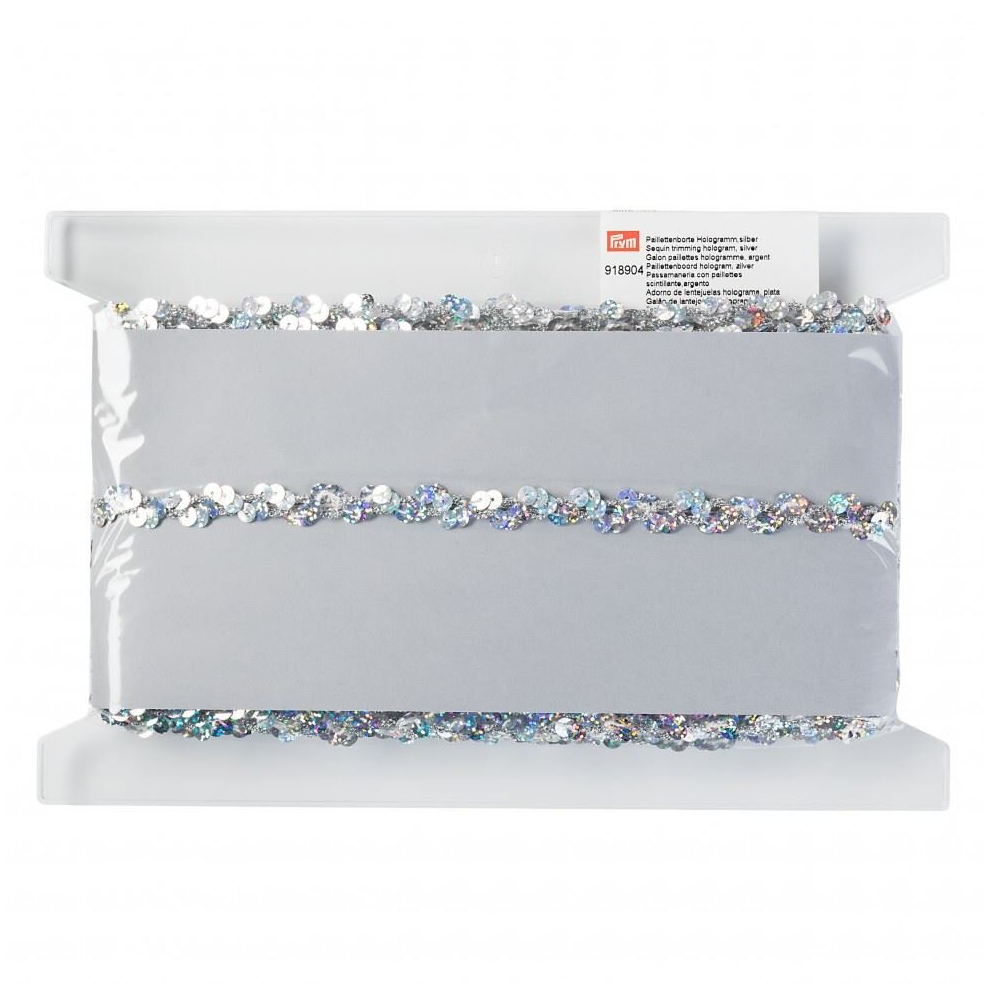Prym 15mm Hologram Sequin Trim Silver - per metre