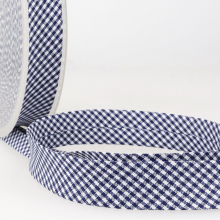 Stephanoise 30mm Gingham Bias Binding Tape Navy Blue - per metre