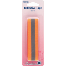 Hemline 25mm Sew On Reflective Webbing Tape Orange - per pack