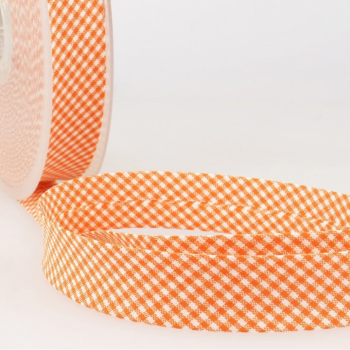 Stephanoise 20mm Gingham Bias Binding Tape Orange - per metre