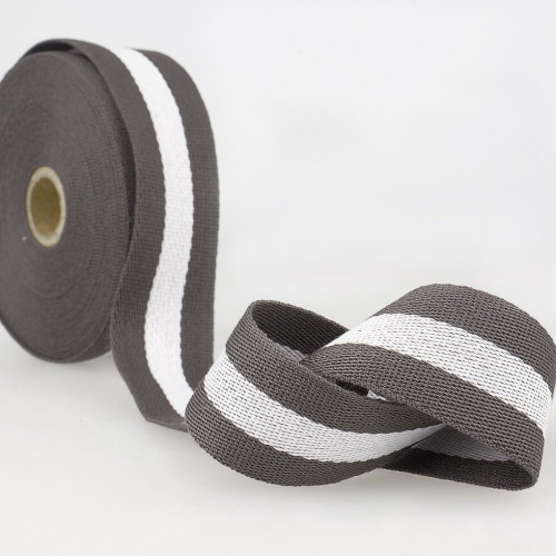Stephanoise 40mm Polyester Webbing Grey Black - per metre