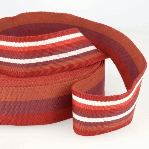 Stephanoise 40mm Double Sided Stripe Webbing Tape Reds - per metre