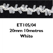 Essential Trimmings 20mm Sequins on Ribbon Trim White - per metre