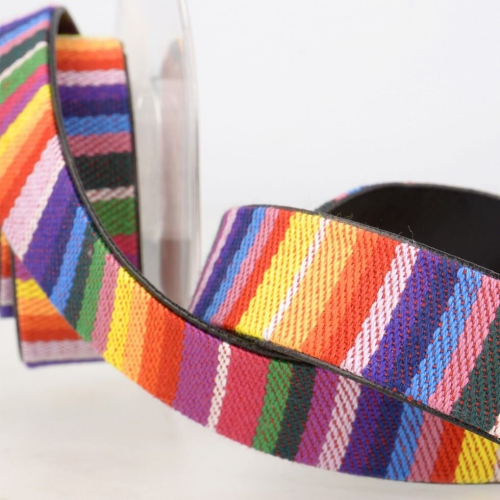 Stephanoise 9mm Faux Leather Lined Webbing Multi 2 - per metre