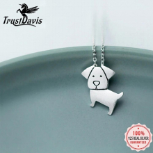 TrustDavis 100% 925 Sterling Silver Animal Dog Pendant Short Clavicle Necklace For Women Girls Lady DS1005