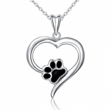 925 Sterling Silver dog Cat Pet Paw Print Love Pendant Necklace Girlfriend Daughter Graduation Gift Fine jewelry For women