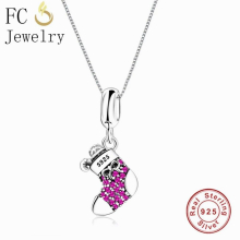 Jewelry 925 Sterling Silver Boot Shoe CZ Crystal Pendant For Women Girl Statement Chain Necklaces Choker Trinket Gift
