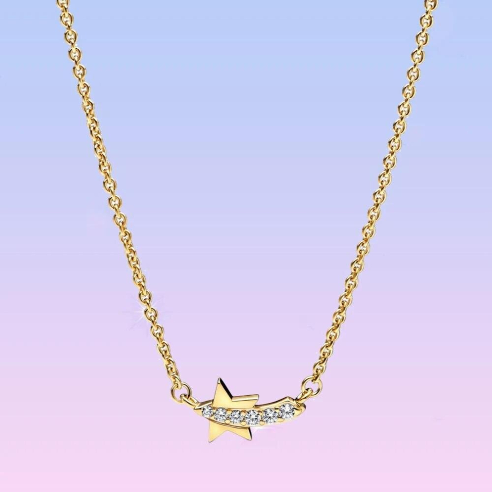 Shooting Star Pav? Collier Necklace 14k Gold-plated Unique Metal Blend for Women Banquet Jewelry Birthday