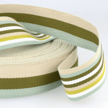 Stephanoise 40mm Double Sided Stripe Webbing Tape Greens - per metre