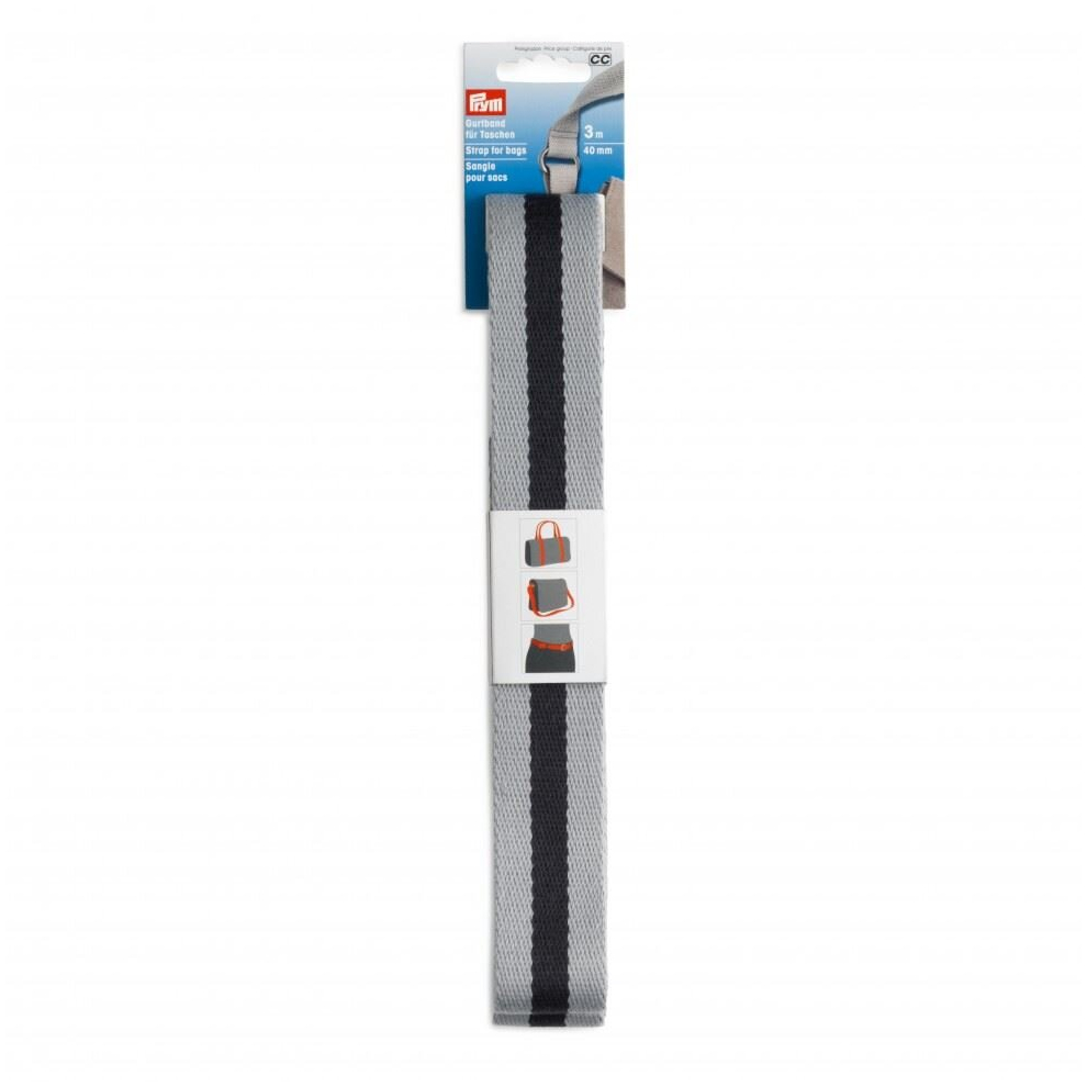 Prym 40Mm Bag Strap Webbing Grey & Navy - Per Pack
