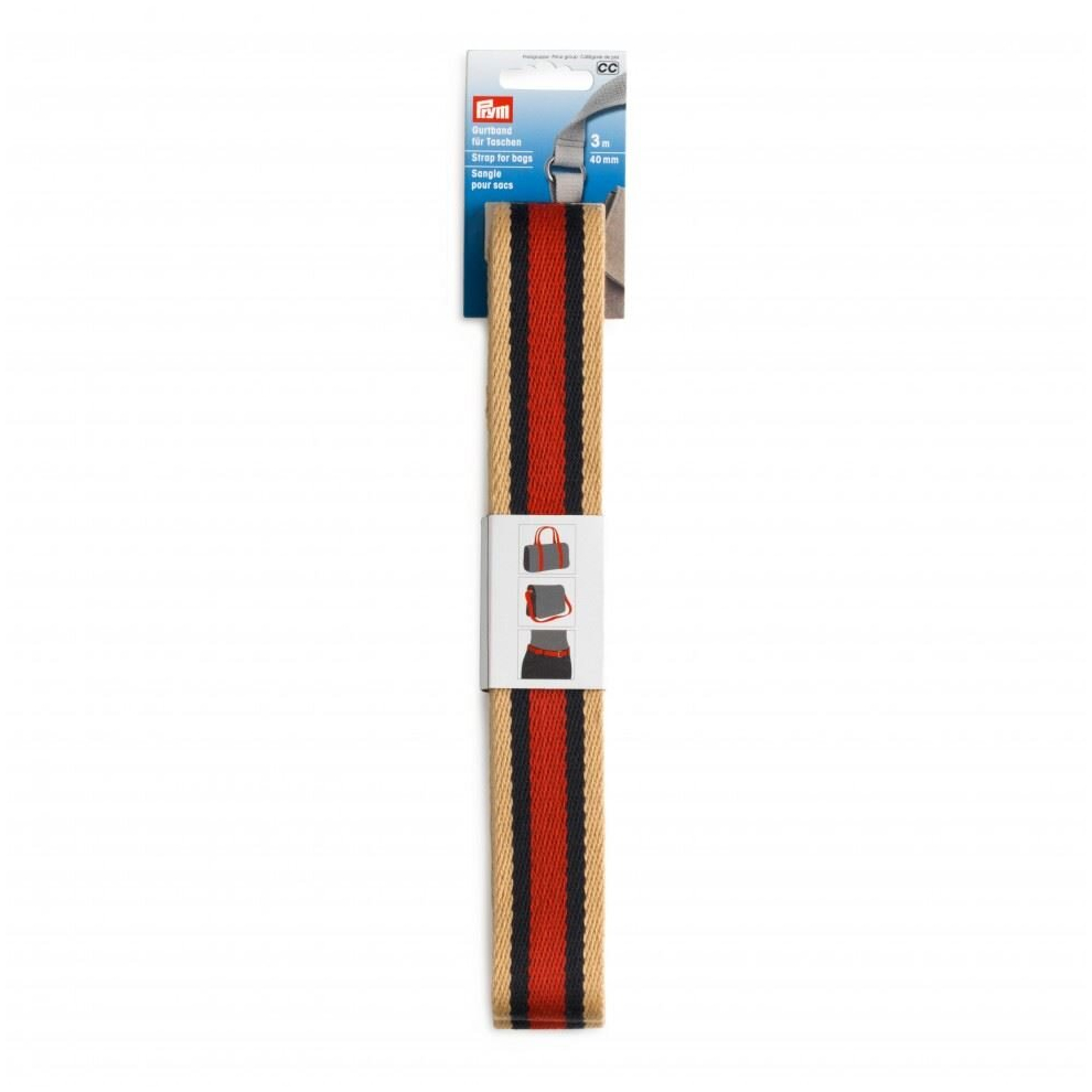 Prym 40Mm Bag Strap Webbing Beige Blue Red - Per Pack