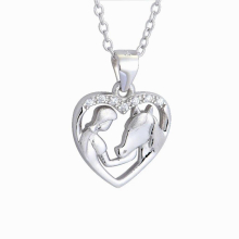 Horse with Girl Heart Pendant Necklace 925 Sterling Silver Embrace Horse Gift