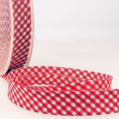 Stephanoise 30mm Gingham Bias Binding Tape Red - per metre