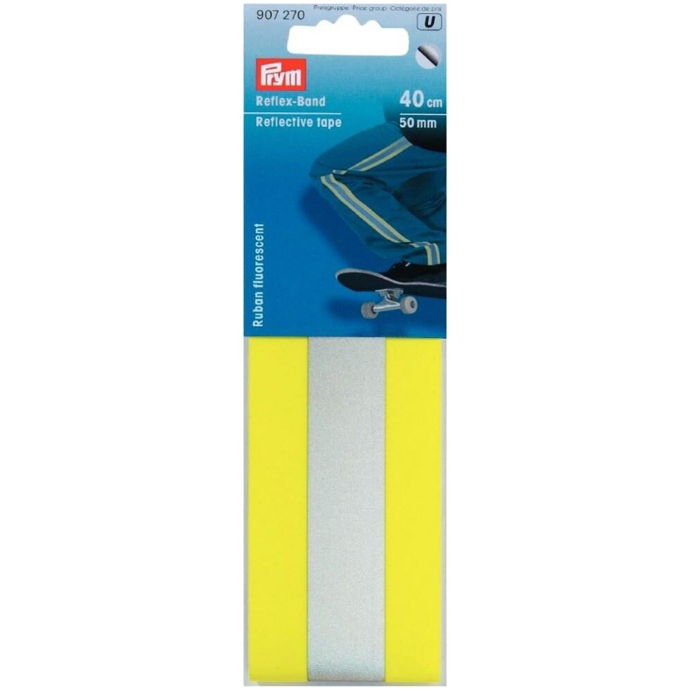 Prym 50Mm Reflective Self Adhesive Tape & - Per Pack Yellow/Silver