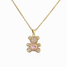 TKJ Panda Pendant Necklace Micro-inlaid Colored Zircon Love Bear Pendant Necklace