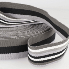 Stephanoise 40mm Double Sided Stripe Webbing Tape Greys - per metre
