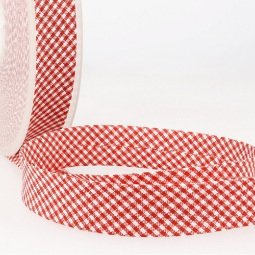 Stephanoise 20mm Gingham Bias Binding Tape Red - per metre