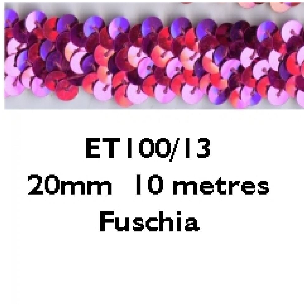Essential Trimmings 20mm Stretch Sequin Trim Fuchsia Pink - per metre-image-OPC-PCVTTY6-NEW