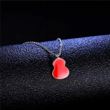 Classic 925 Sterling Silver Platinum Plating Red Enamel Gourd Pendant Necklace for Girls Arrival Engagement Jewelry