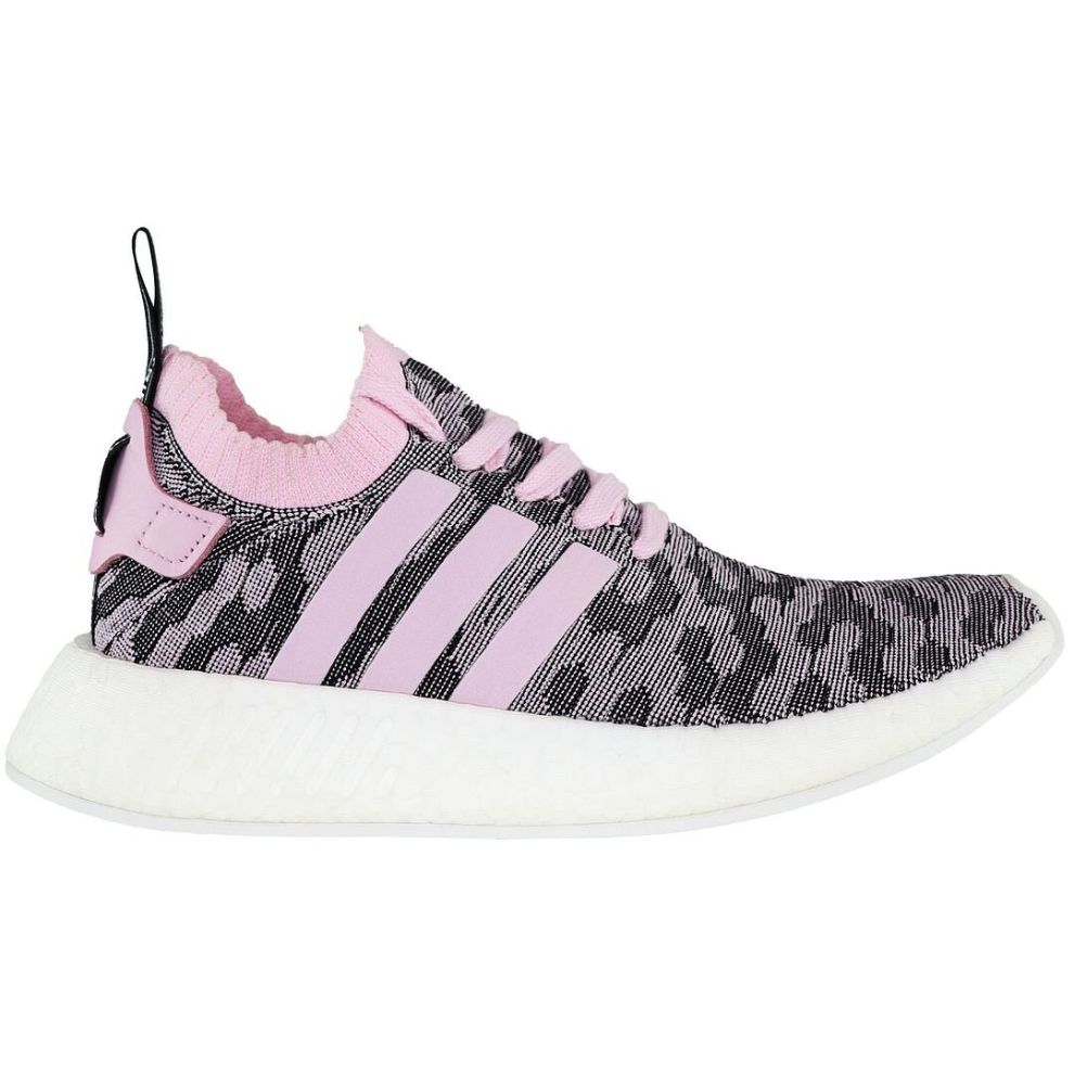 (8 (Adults')) Adidas NMD_R2 Primeknit Lace-Up Pink Synthetic Womens Running Trainers BY9521