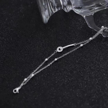 925 Sterling Silver Beaded Bracelet Zircon Double-layer Ring Overlay Bracelet Holiday Gift Engagement Jewelry