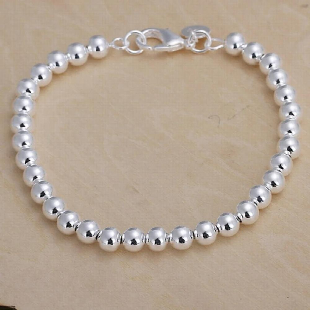 925 Sterling Silver Bracelets Jewelry Charm Women Chain Lady Wedding 6Mm Beads Multicoloured