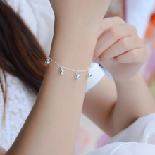 925 Sterling Silver Lucky Little Bell Bracelet Girl Anklet Fine Jewelry For Women Accessories