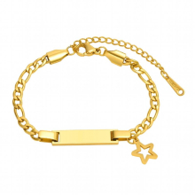 Stainless Steel Star ID Bracelet for Baby Kids Children, Engraving Name Bracelet Size 15+5cm
