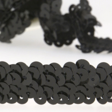 Stephanoise 40mm Stretch Sequin Trim Black - per metre