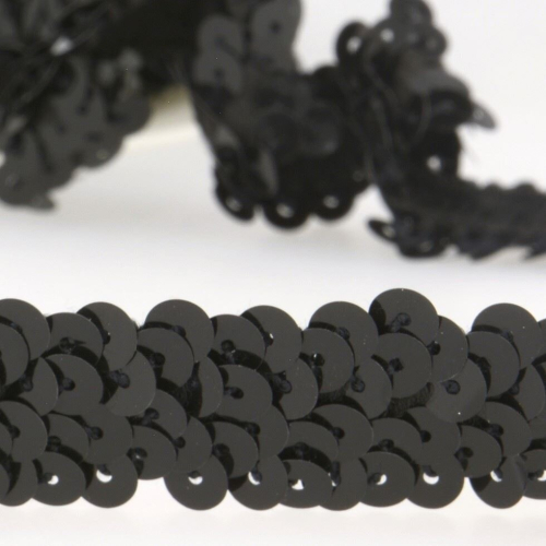 Stephanoise 40mm Stretch Sequin Trim Black - per metre