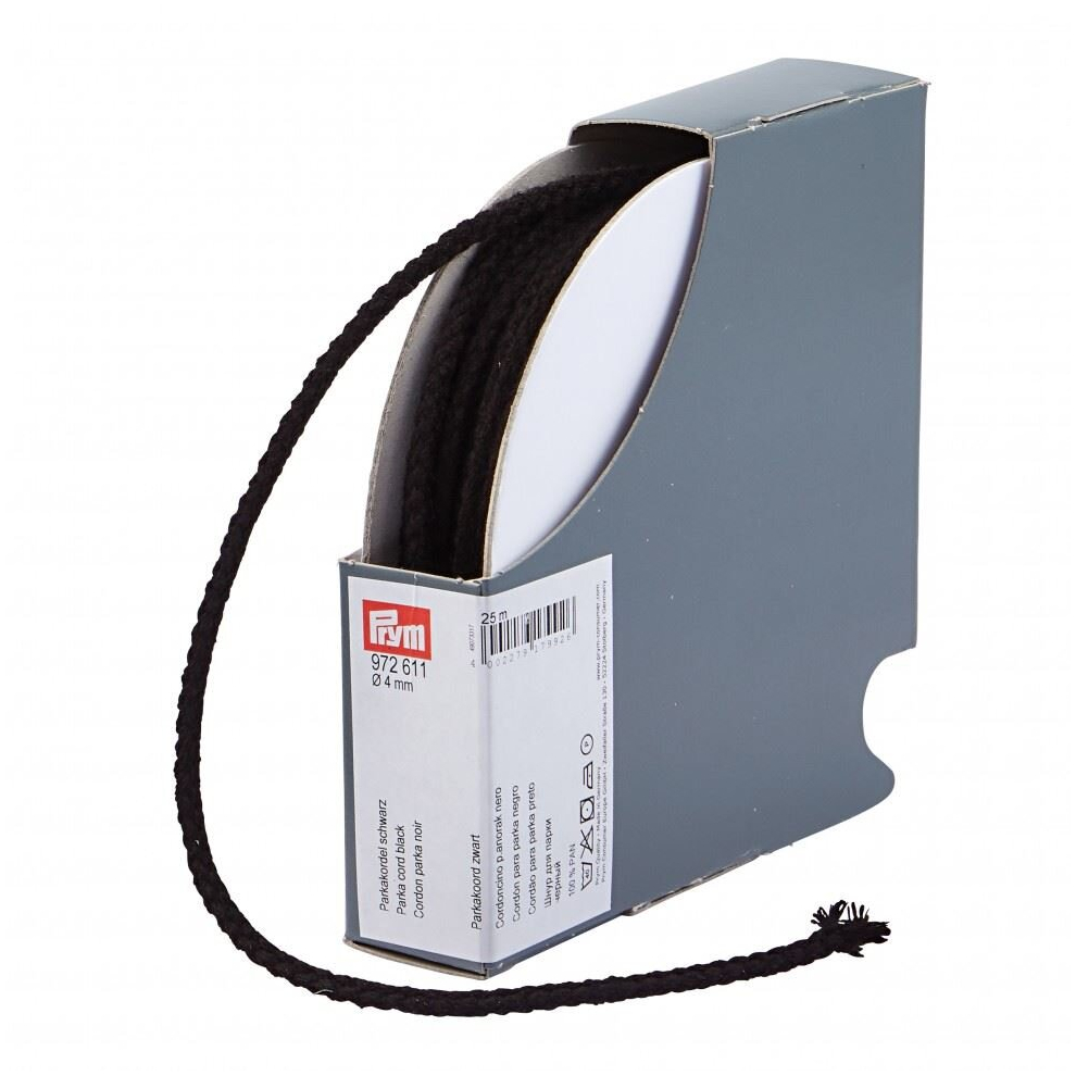 Prym 4Mm Parka Cord Black - Per Metre