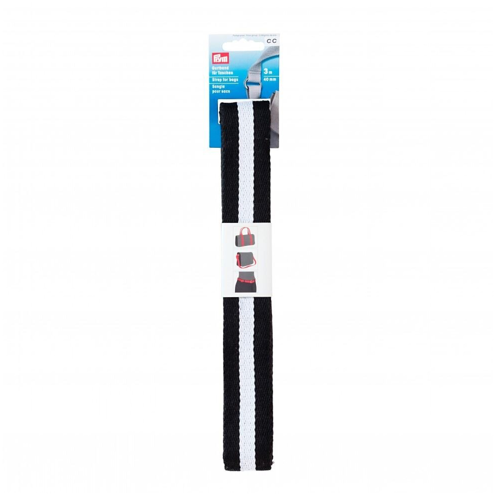 Prym 40Mm Bag Strap Webbing Black & White - Per Pack