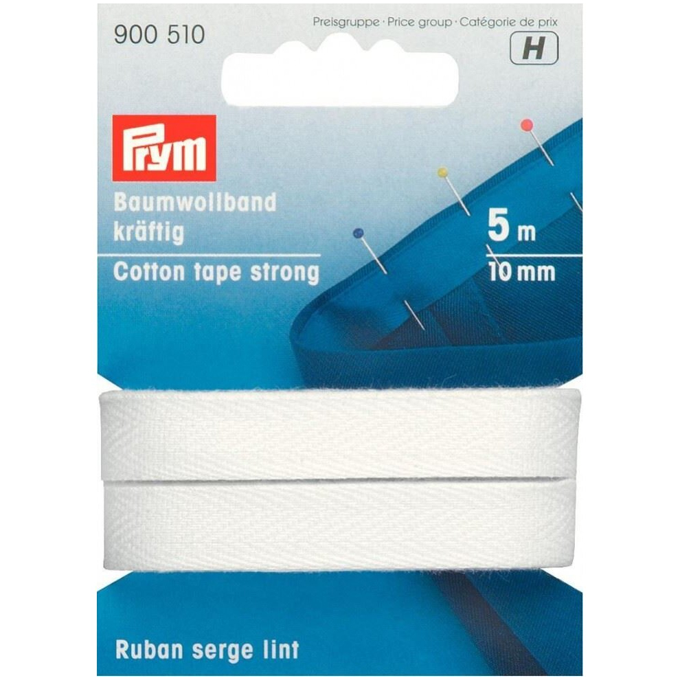 Prym 10Mm Extra Strong Cotton Tape White - Each