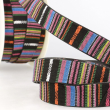 Stephanoise 9mm Faux Leather Lined Webbing Multi 5 - per metre