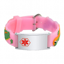 Baby Dinosaurs Medical Alert ID Bracelet , Adjsutable Silicone Bracelet, Food Allergy Engraved for Kids Girl Boy