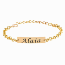Words Bar Chain Bracelet Baby Name Bracelet Chain Smooth Bangle Link Tone No Fade Safty Jewelry