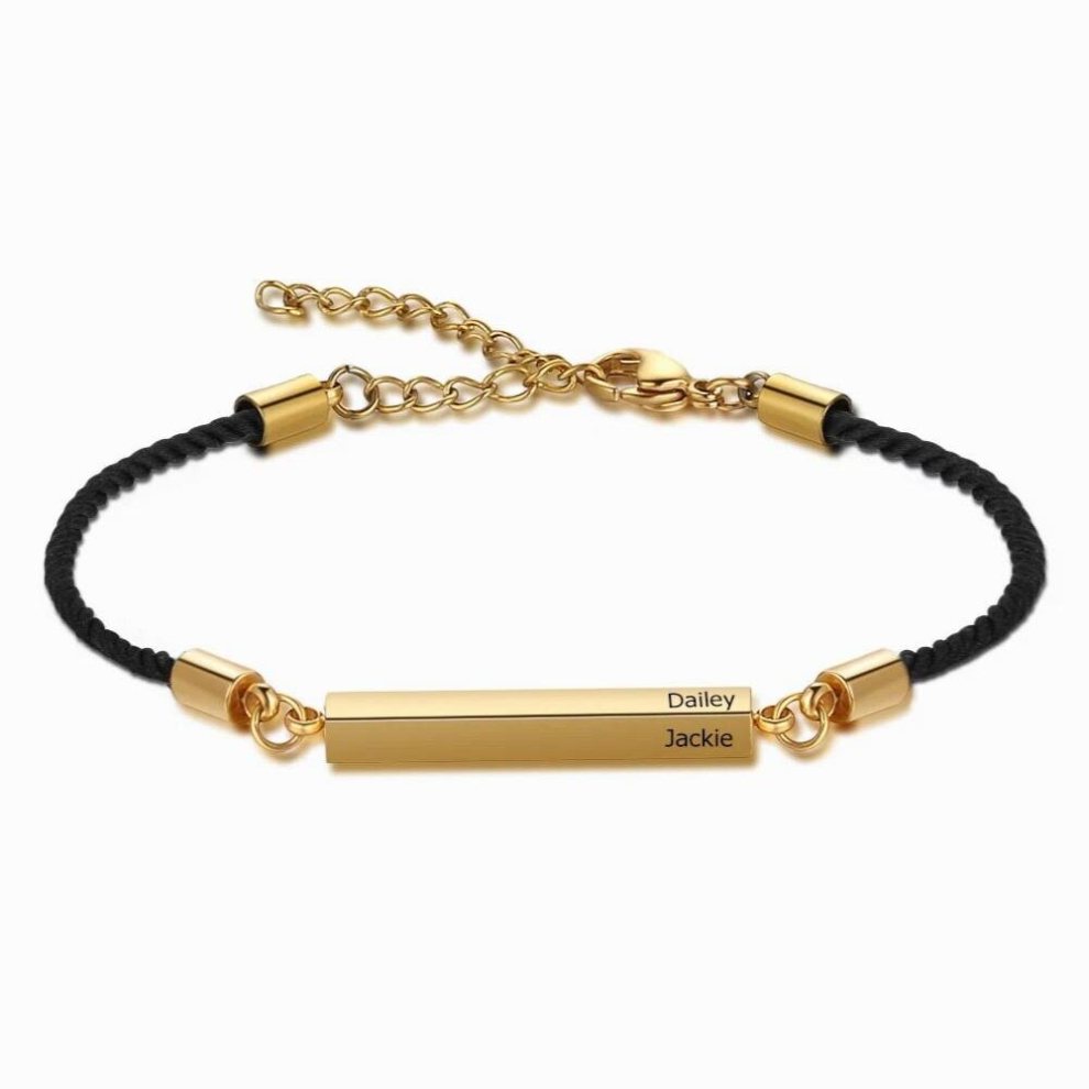 Engraved 2 Names Bar Bracelets for Men Women Personalized Stainless Steel Adjustable Rope Bracelet Jewelry-image-OPC-PCVV5D6-NEW