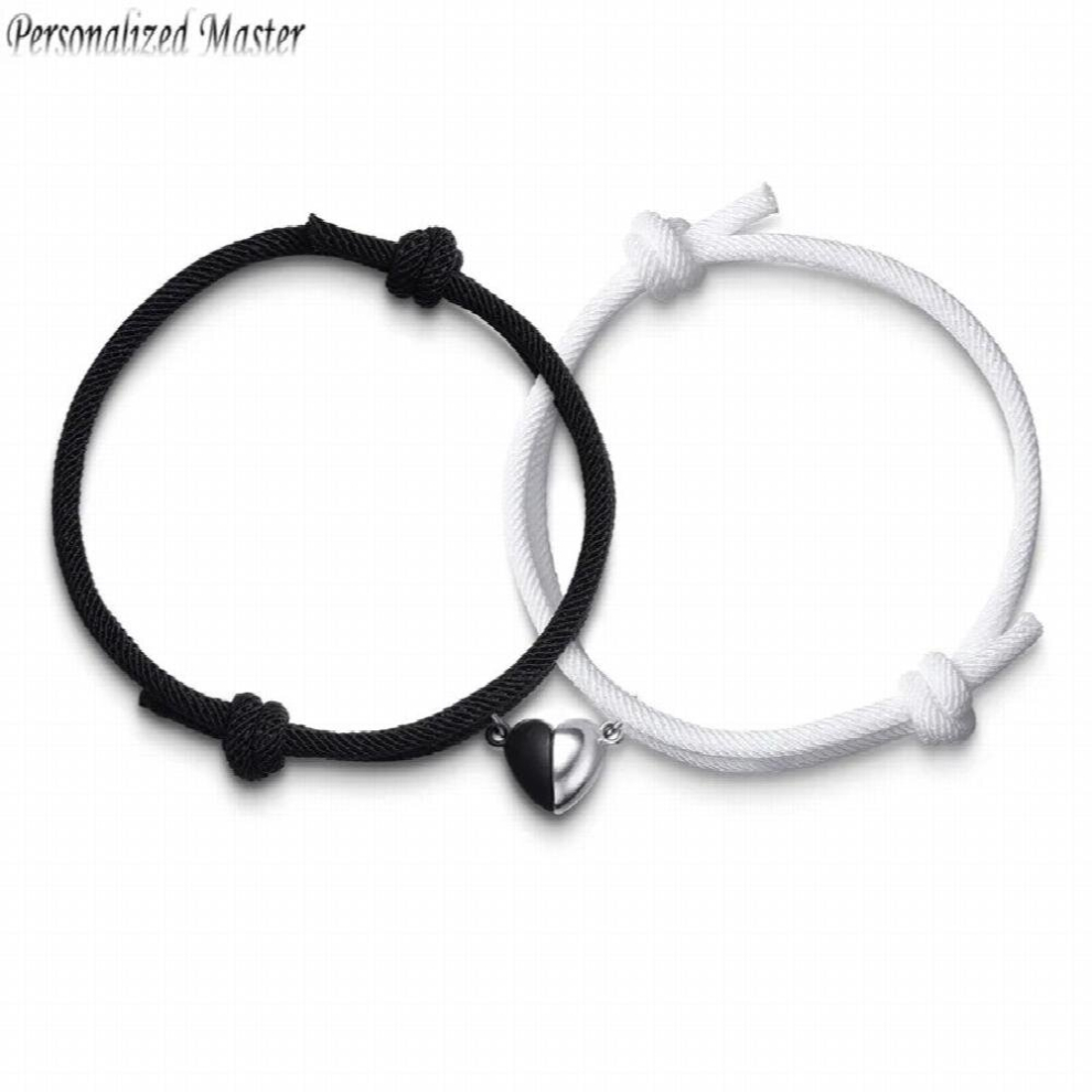 Letter Bracelet ID Tag Magnet Attracting Heart Adjustable Rope Couple Lover Valentines Bracelets-image-OPC-PCVV5GV-NEW