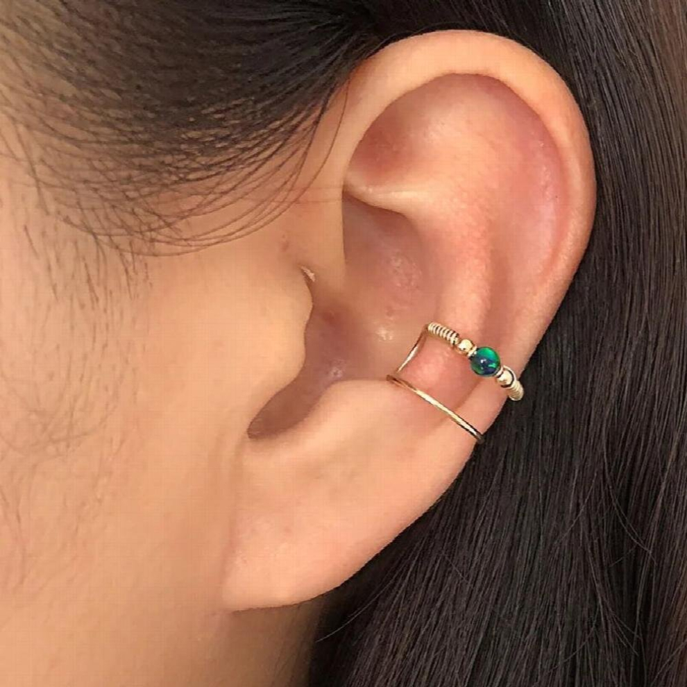 Domino Opal Ear Cuff double wire wrapping cuff No Piercing Double Cuff Cartilage Cuff-image-OPC-PCVV7ZH-NEW