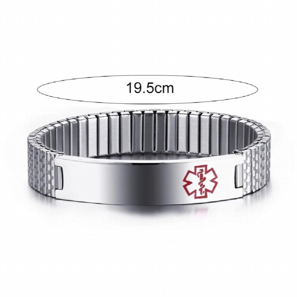Medical ID Bracelet Name Adjustable Elastic Medical Alert ID Bracelet Personalized Stainless Steel Message Reminder