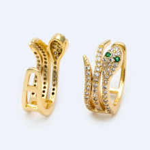 2pcs CZ Paved Snake Ear Cuff, Cartilage, Dainty Earcuff Earring (GB-1665)