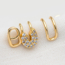 10pcs CZ Paved Safety Pin Ear Cuff, Cartilage, Dainty Earcuff Earring (GB-2073)