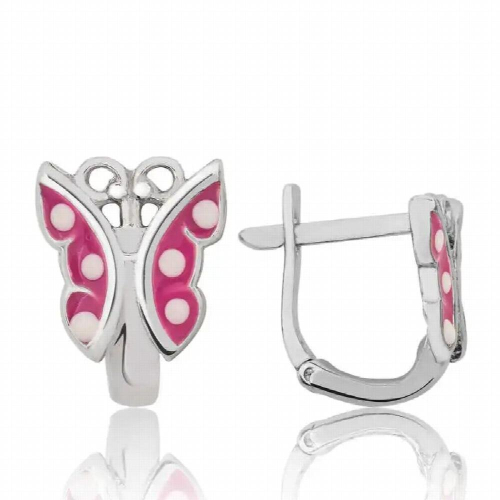 Silverlina Silver Pink Butterfly Child Tag